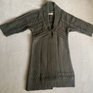 SONOMA Women’s 3/4 Sleeve Olive Green Textured Knit Cardigan Sweater